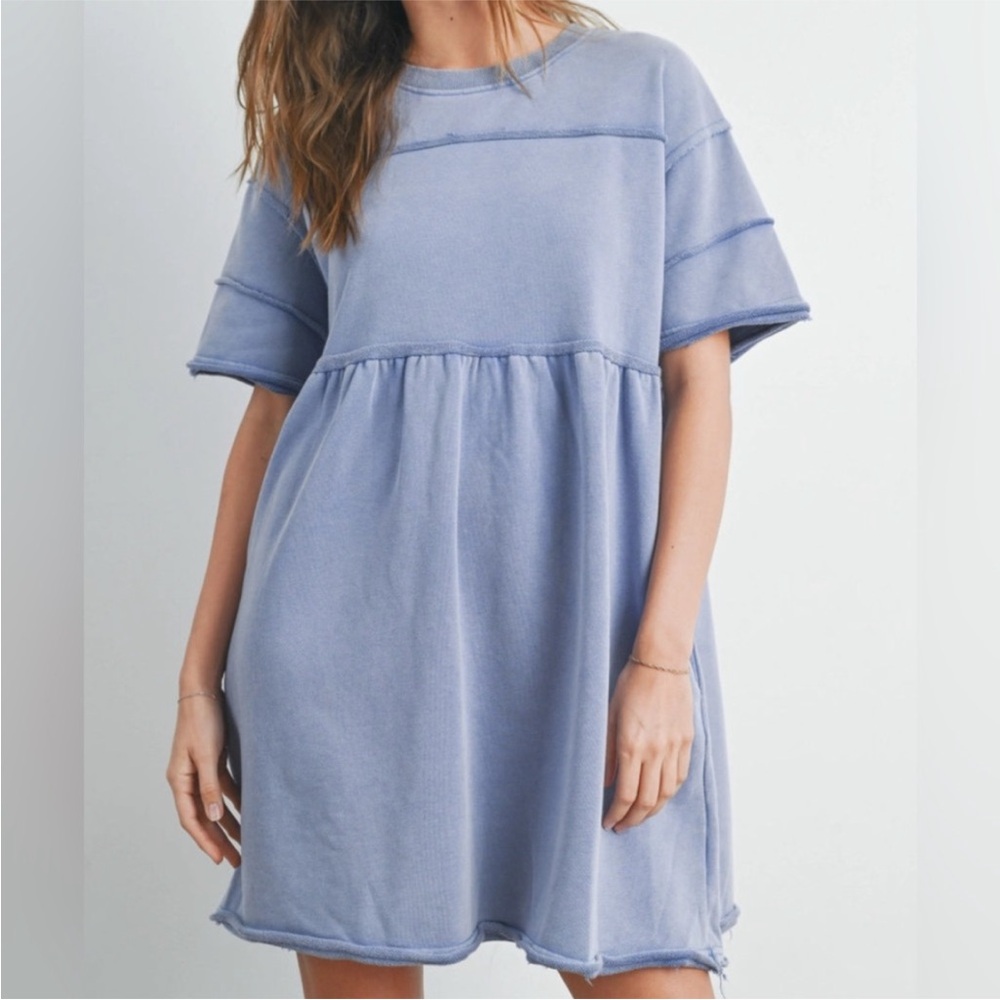 Buttermelon Riley Ruffle Babydoll Dress Periwinkle Large